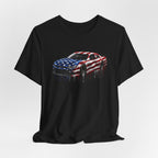 American Flag Race Car T-Shirt, Patriotic Paint Drip Racing Tee, USA Stock Car Shirt for Men and Women, 4th of July Racing Gift