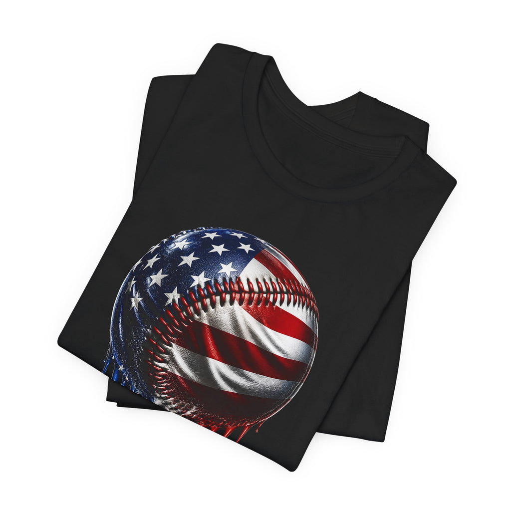 American Flag Baseball T-Shirt, Patriotic Paint Drip Baseball Tee, USA Baseball Shirt for Men and Women, 4th of July Baseball Gift