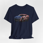 American Flag Race Car T-Shirt, Patriotic Paint Drip Racing Tee, USA Stock Car Shirt for Men and Women, 4th of July Racing Gift