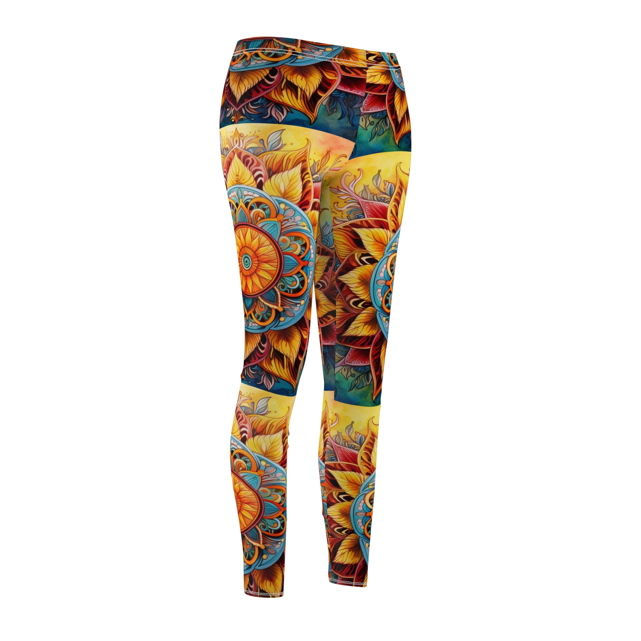 Sunny Boho Mandala Leggings – Soft Brushed Suede