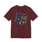 American Flag Hockey T-Shirt, Patriotic Paint Drip Hockey Goal Tee, USA Hockey Shirt for Men and Women, 4th of July Hockey Gift