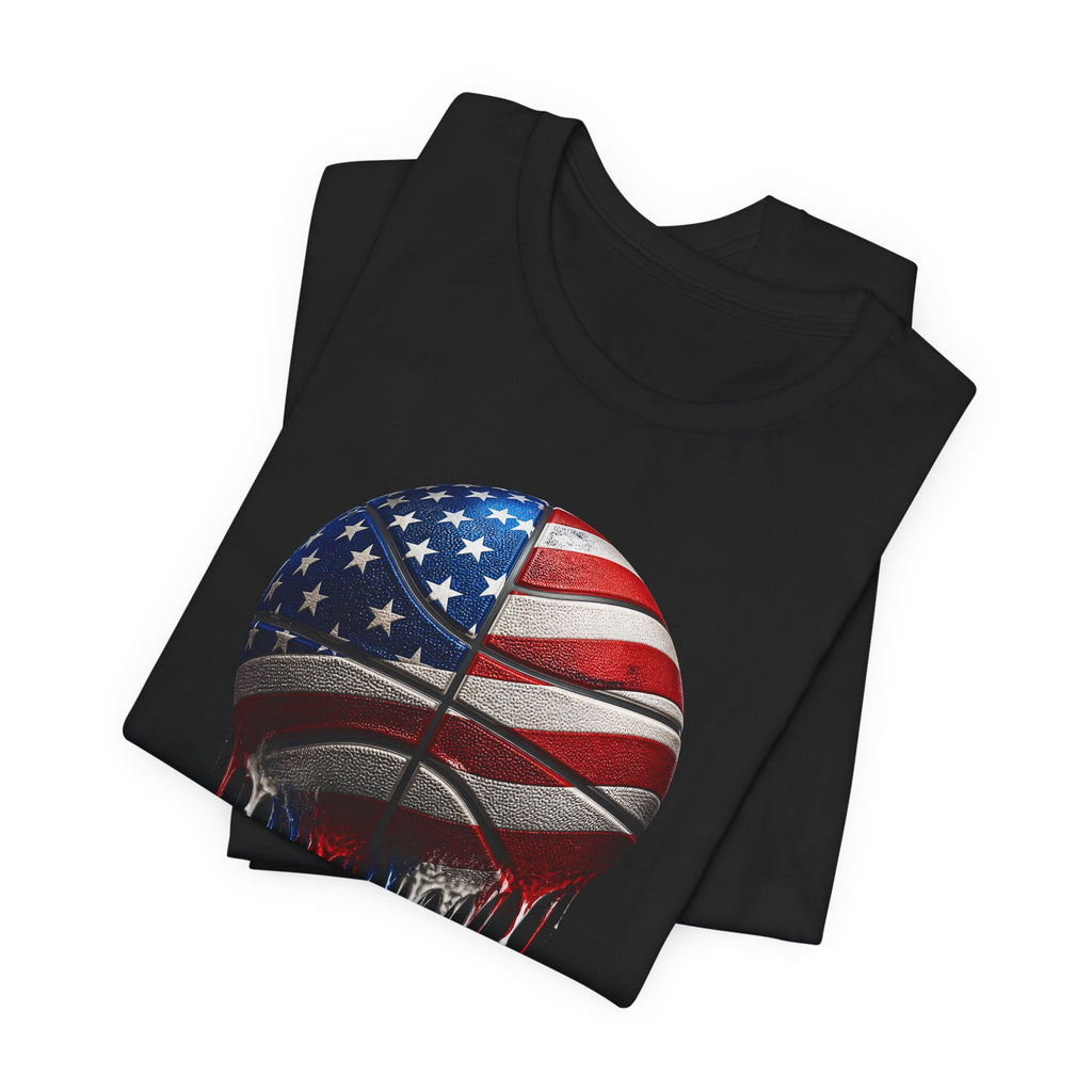 American Flag Basketball T-Shirt, Patriotic Paint Drip Basketball Tee, USA Basketball Shirt for Men and Women, 4th of July Basketball Gift