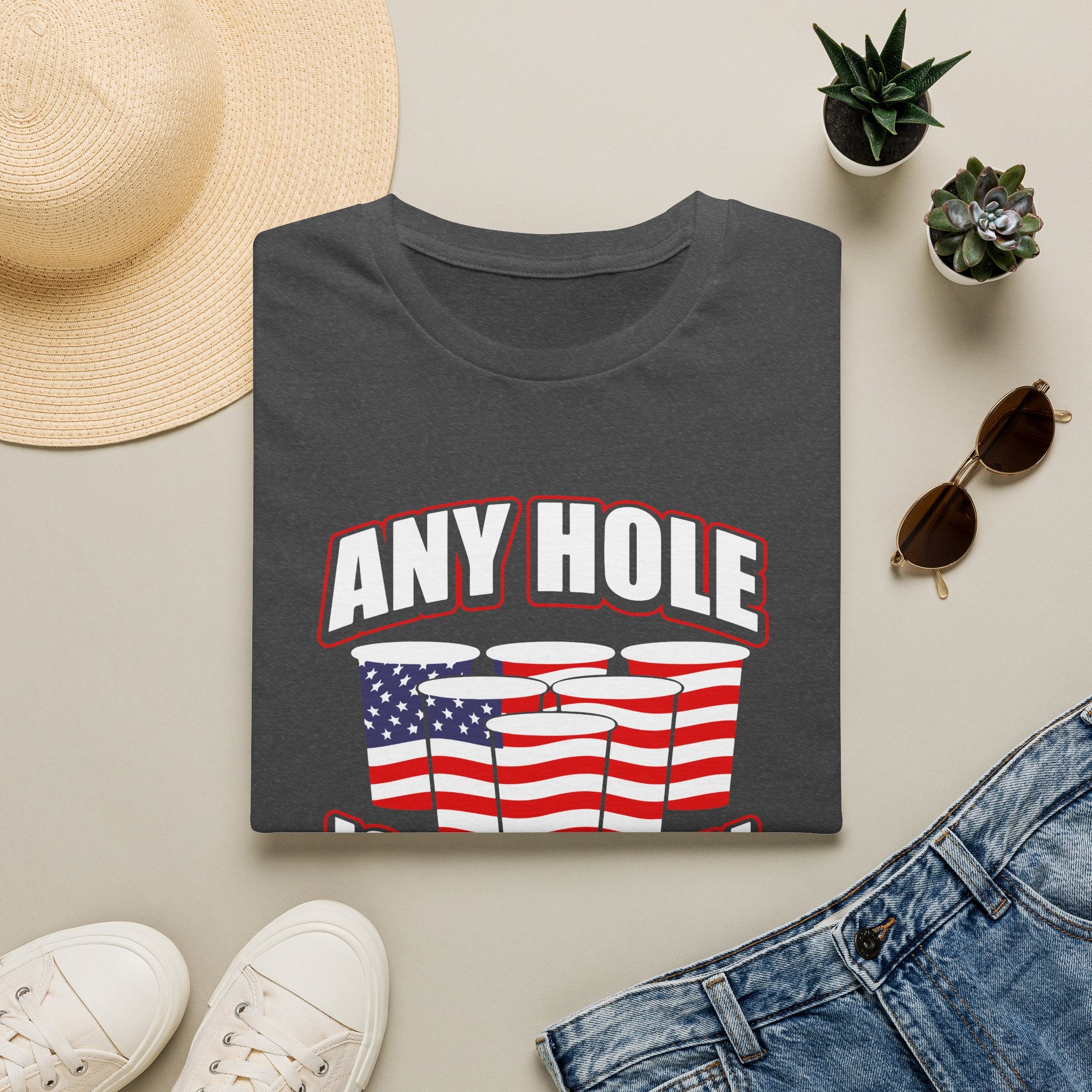 Any Hole Is My Goal Beer Pong American Flag