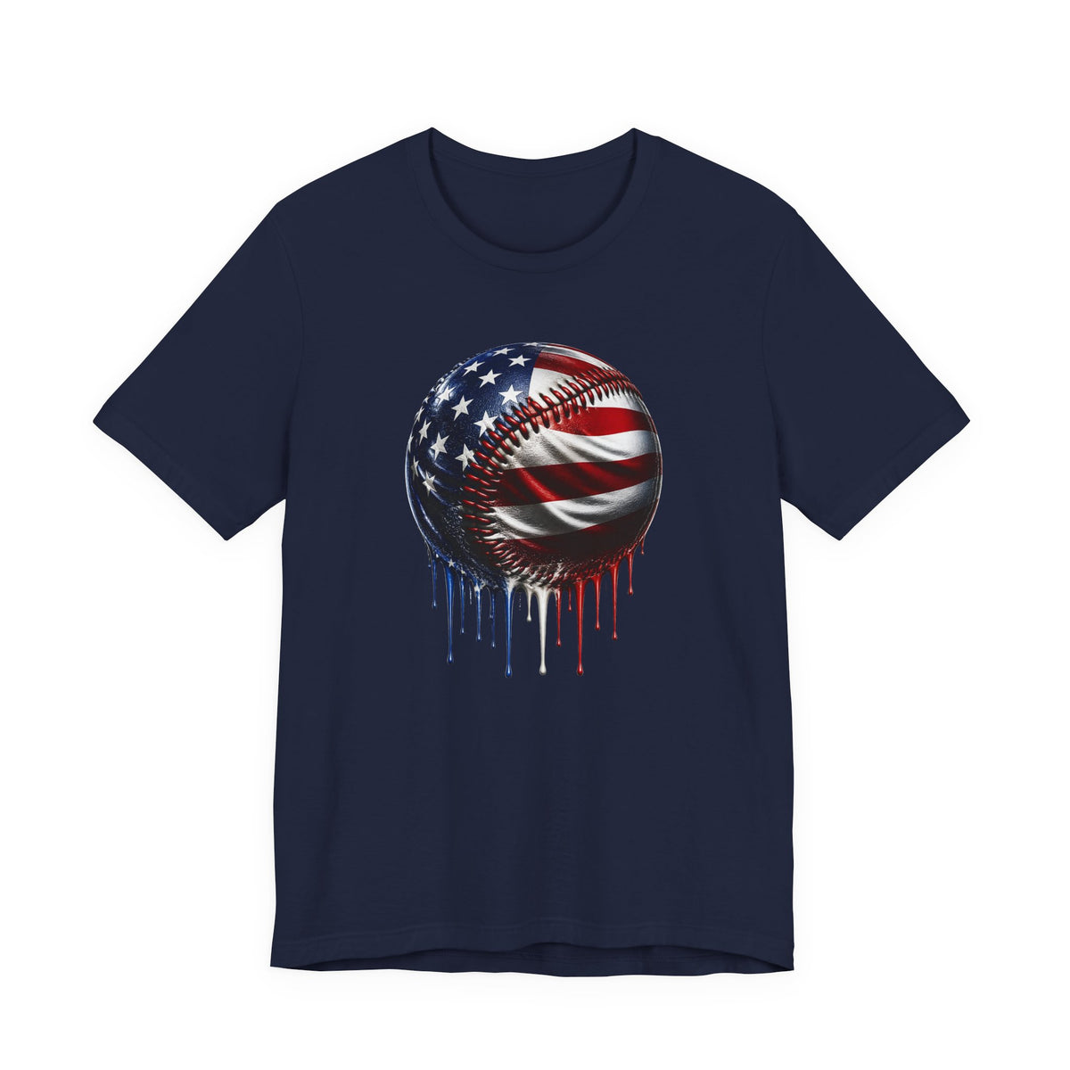 American Flag Baseball T-Shirt, Patriotic Paint Drip Baseball Tee, USA Baseball Shirt for Men and Women, 4th of July Baseball Gift