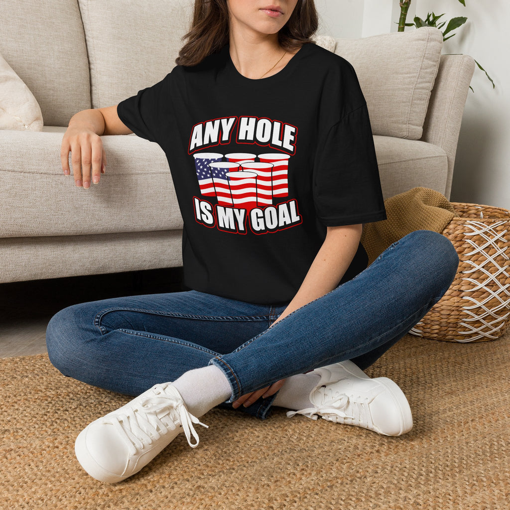 Any Hole Is My Goal Beer Pong American Flag