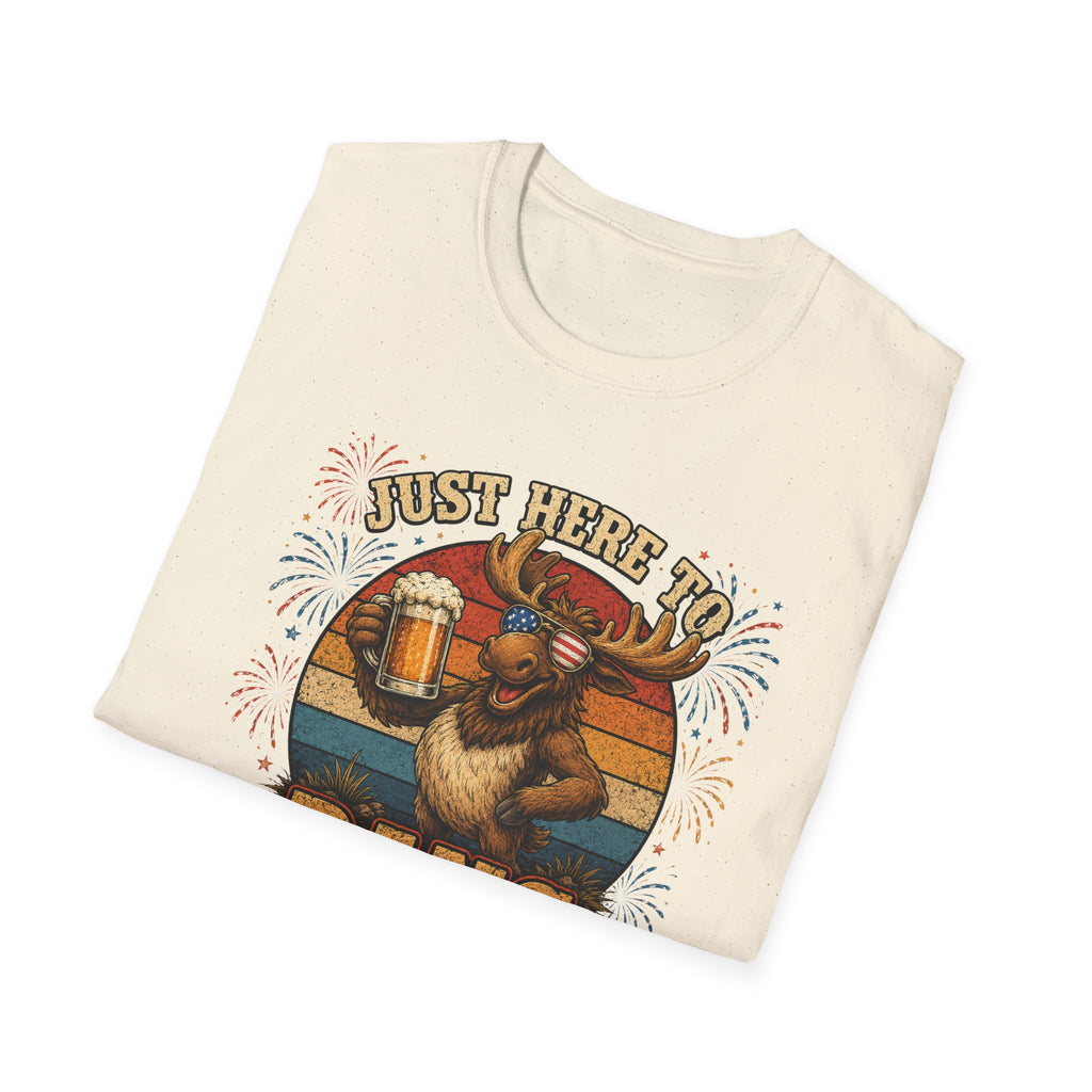Moose Just Here to Bang Funny 4th of July Shirt