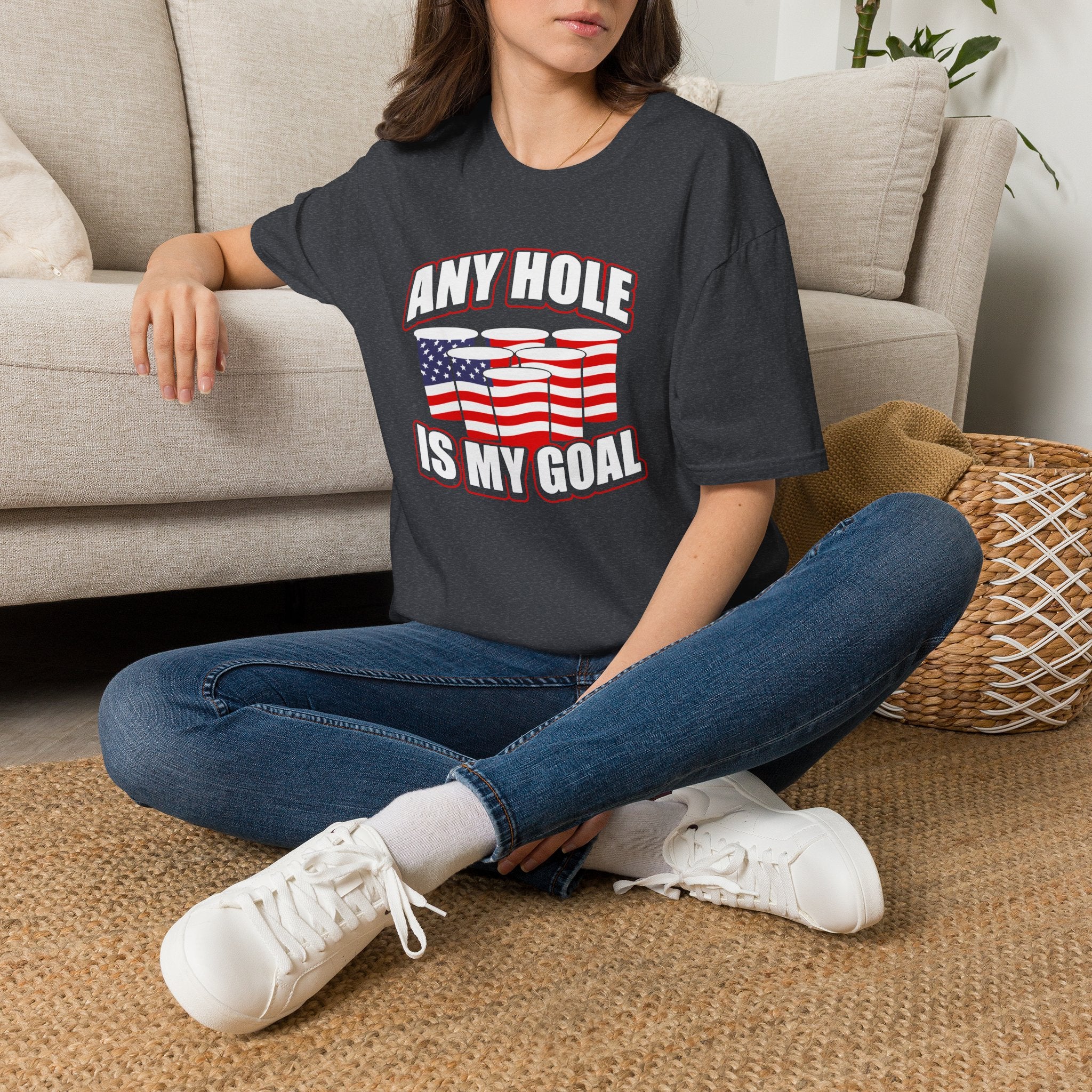 Any Hole Is My Goal Beer Pong American Flag
