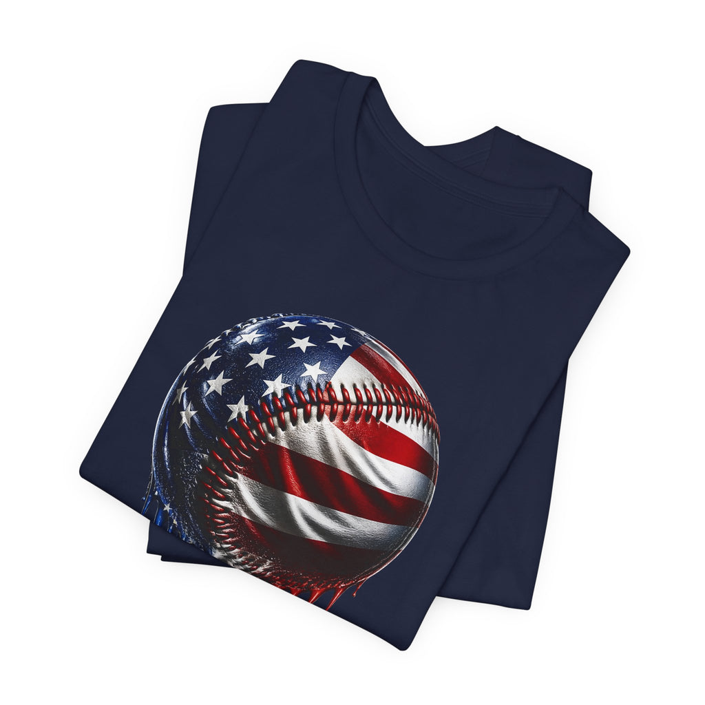 American Flag Baseball T-Shirt, Patriotic Paint Drip Baseball Tee, USA Baseball Shirt for Men and Women, 4th of July Baseball Gift