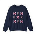 Coquette Bow & Figure Skating Crewneck Sweatshirt | Soft Fleece Balletcore Aesthetic Pullover