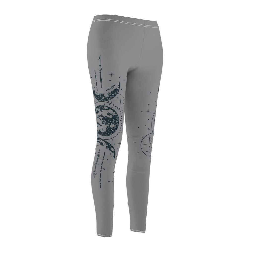 Mystical Moon Phase Leggings – Soft Gray Brushed Suede