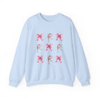 Coquette Bow & Figure Skating Crewneck Sweatshirt | Soft Fleece Balletcore Aesthetic Pullover