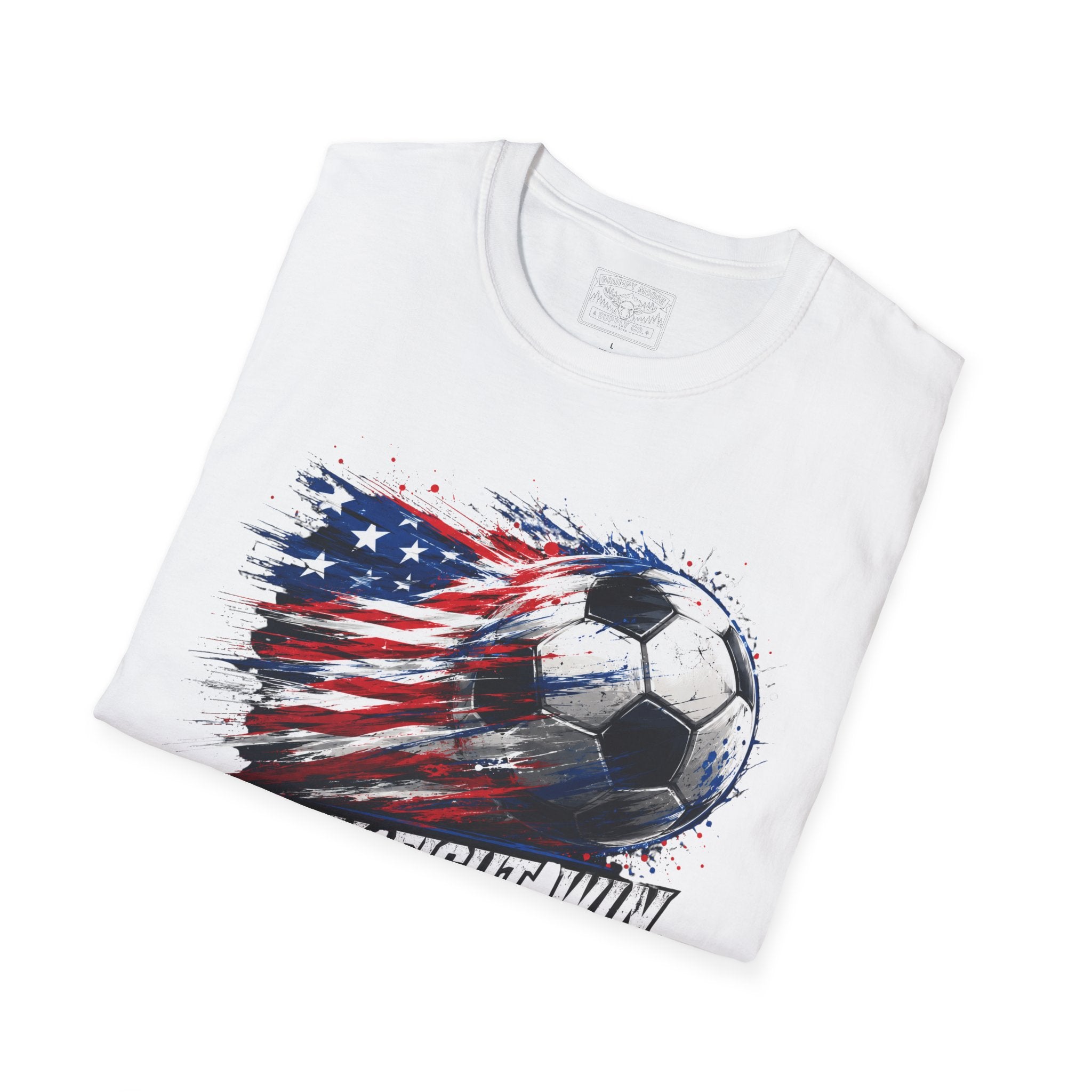 American Flag — Play, Fight, Win USA Soccer Tee