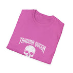 Trauma Queen T-Shirt - Funny ER Nurse Emergency Room RN Gift - Edgy Rock Style Nursing Tee - Skull Crossbones