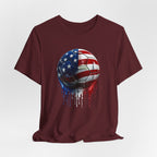 American Flag Soccer Ball T-Shirt, Patriotic Paint Drip Soccer Tee, USA Soccer Shirt for Men and Women, 4th of July Soccer Gift