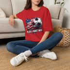 American Flag — Play, Fight, Win USA Soccer Tee