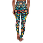 Midnight Folk Art High Waisted Leggings – Vibrant Boho Floral Print