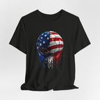 American Flag Soccer Ball T-Shirt, Patriotic Paint Drip Soccer Tee, USA Soccer Shirt for Men and Women, 4th of July Soccer Gift