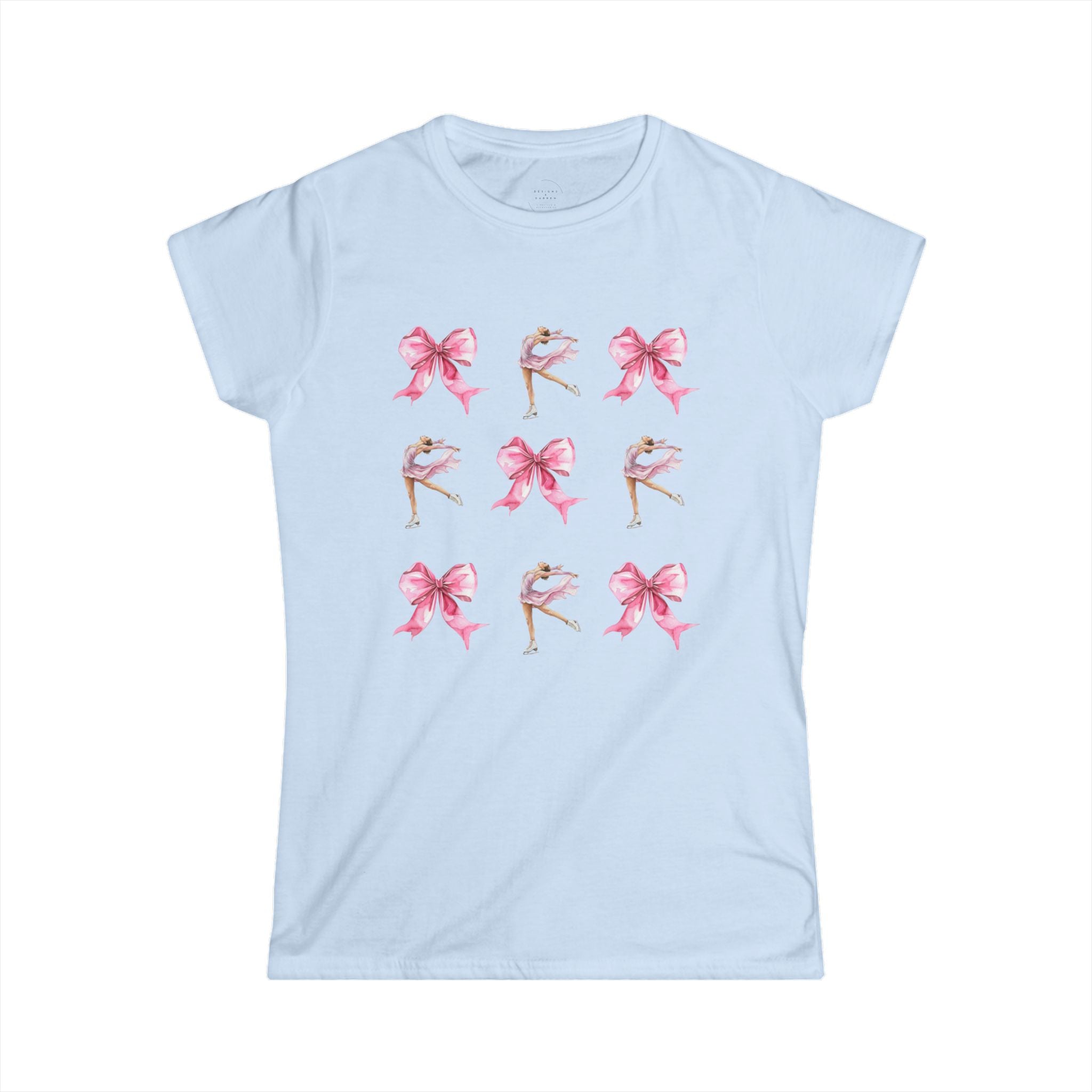 Coquette Figure Skating T-Shirt | Pink Bows & Ice Skater Graphic Tee | Balletcore Aesthetic