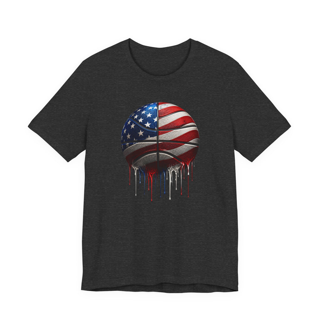 American Flag Basketball T-Shirt, Patriotic Paint Drip Basketball Tee, USA Basketball Shirt for Men and Women, 4th of July Basketball Gift