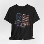 American Flag Hockey T-Shirt, Patriotic Paint Drip Hockey Goal Tee, USA Hockey Shirt for Men and Women, 4th of July Hockey Gift