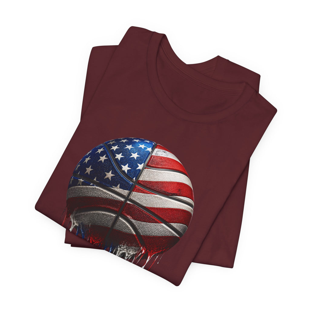 American Flag Basketball T-Shirt, Patriotic Paint Drip Basketball Tee, USA Basketball Shirt for Men and Women, 4th of July Basketball Gift