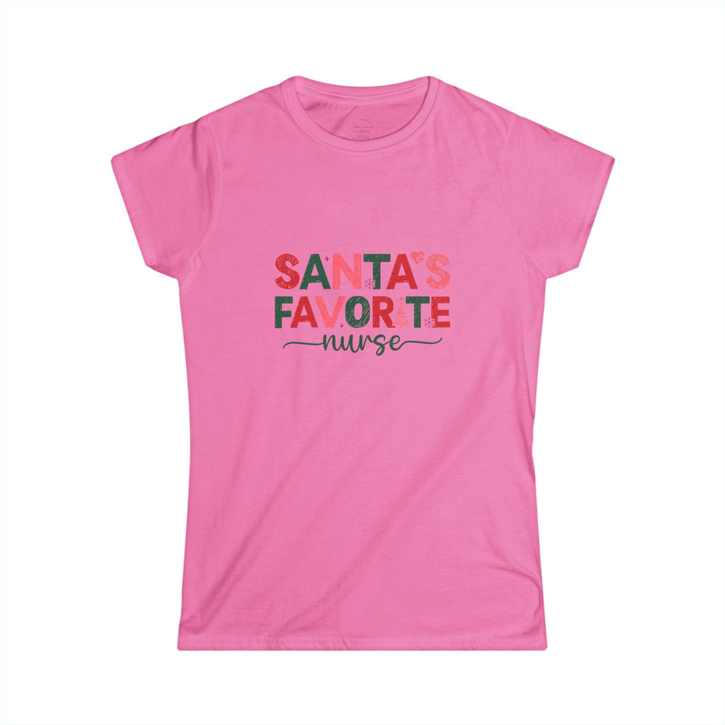 Santa’s Favorite Nurse T-Shirt – Christmas Nurse Shirt for Women – Cute Holiday Nursing Tee, RN Gift, Medical Staff Xmas Top