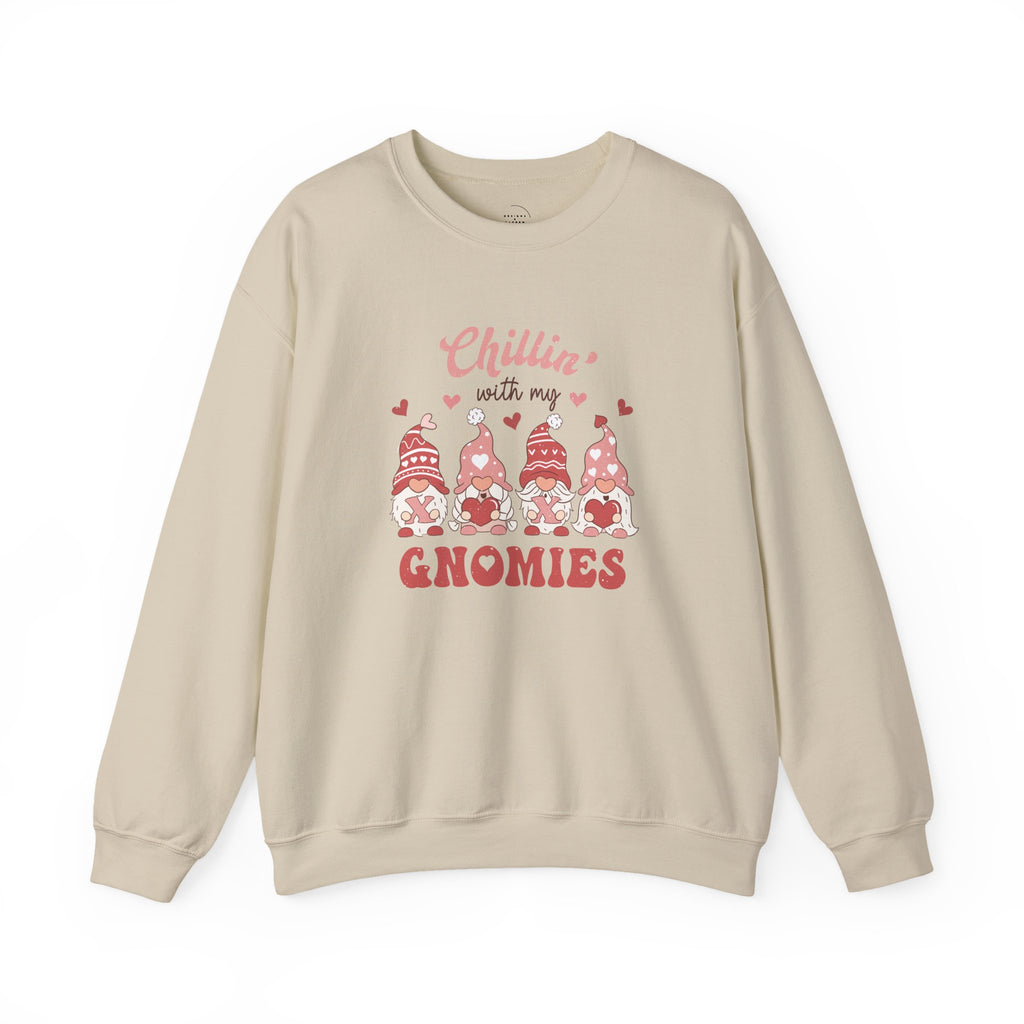 Chillin With My Gnomies Sweatshirt Women’s Valentine’s Day Gnome Crewneck Cute XOXO Heart Pullover Funny Galentine’s Gift