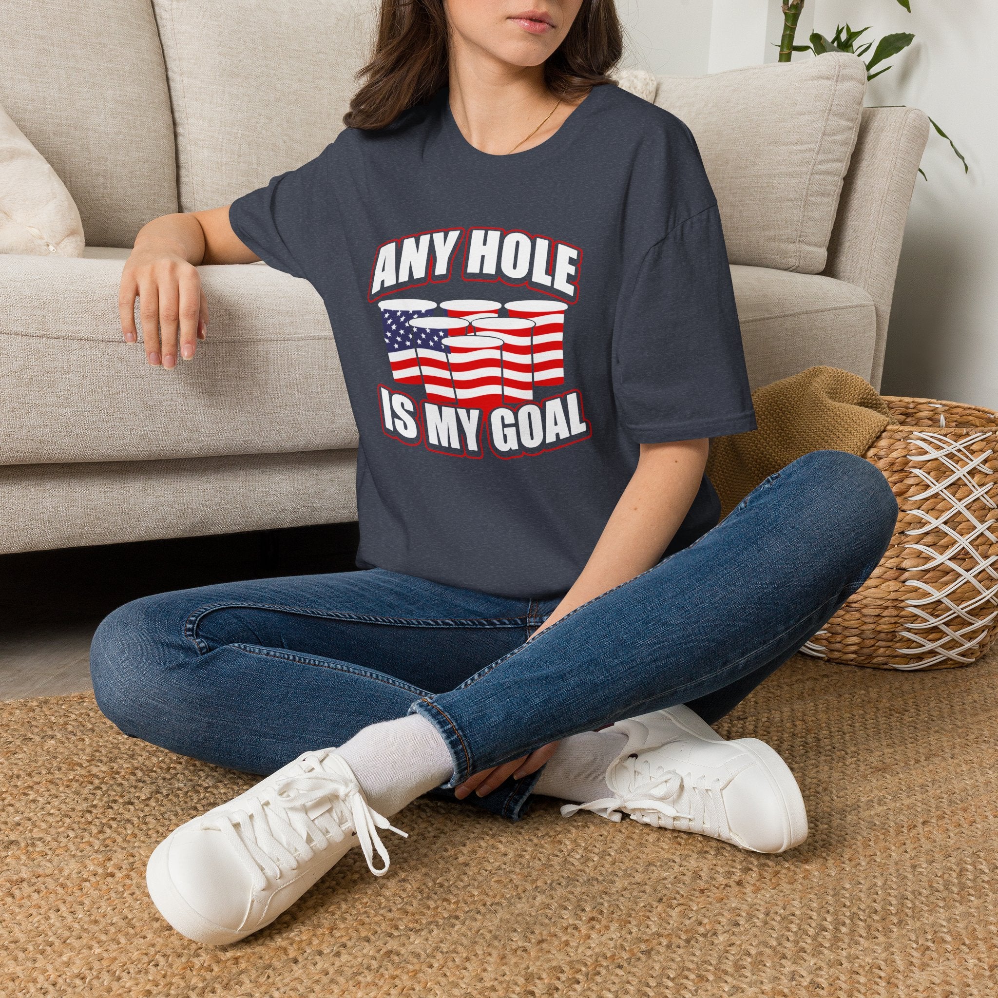Any Hole Is My Goal Beer Pong American Flag