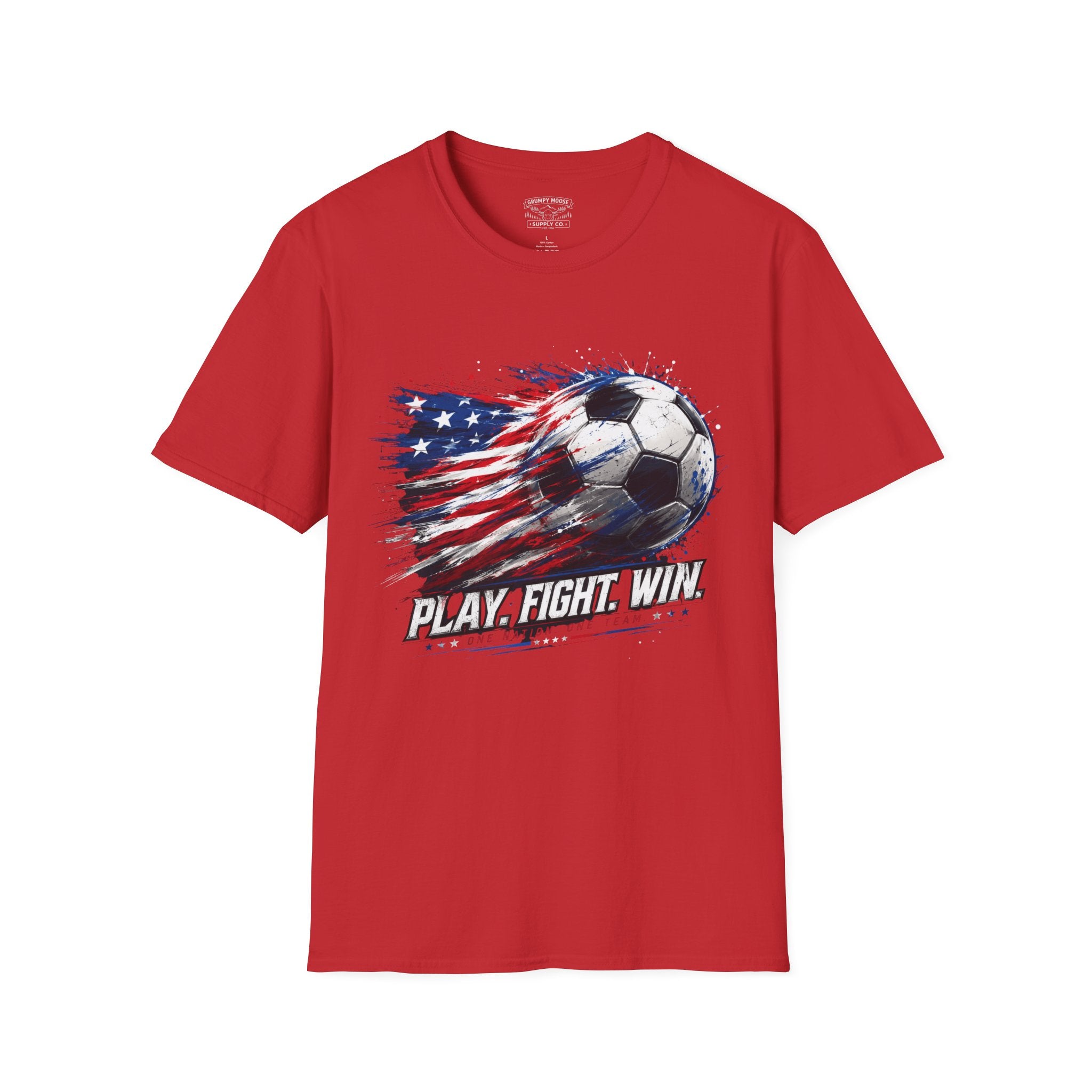 American Flag — Play, Fight, Win USA Soccer Tee