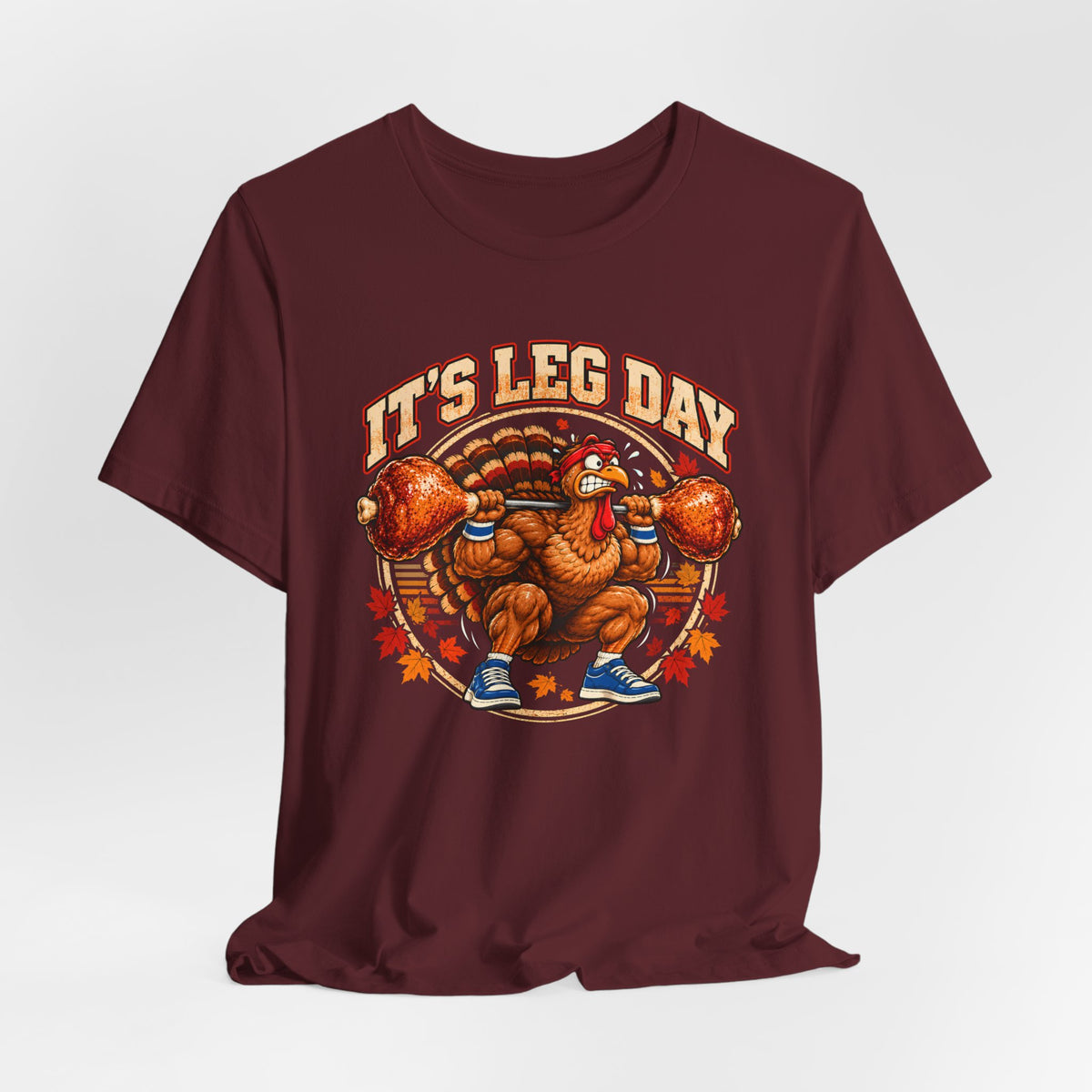 It's Leg Day Squatting Turkey Shirt – Vintage Thanksgiving Gym Badge Tee, Funny Turkey Leg Workout T-Shirt
