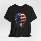 American Flag Soccer Ball T-Shirt, Patriotic Paint Drip Soccer Tee, USA Soccer Shirt for Men and Women, 4th of July Soccer Gift