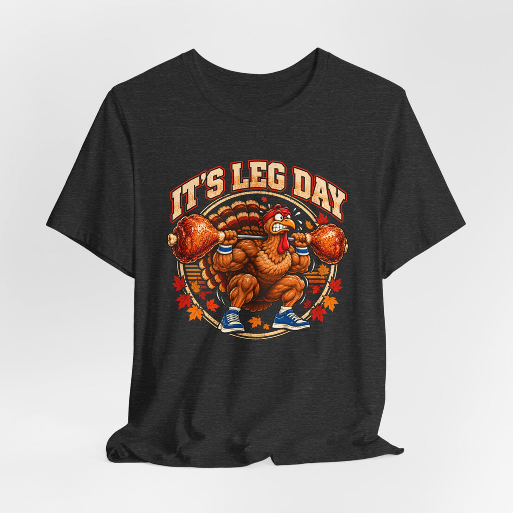 It's Leg Day Squatting Turkey Shirt – Vintage Thanksgiving Gym Badge Tee, Funny Turkey Leg Workout T-Shirt