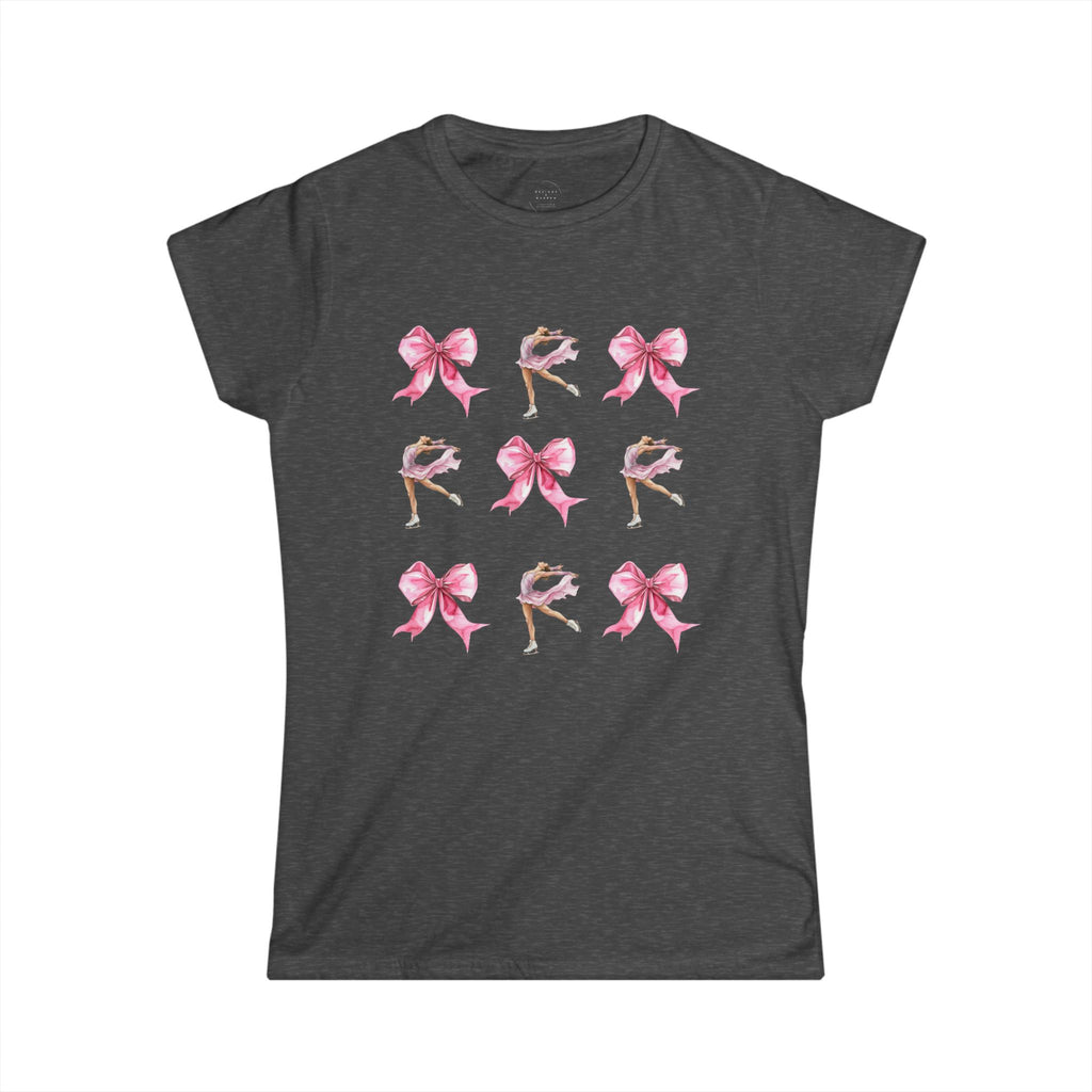 Coquette Figure Skating T-Shirt | Pink Bows & Ice Skater Graphic Tee | Balletcore Aesthetic