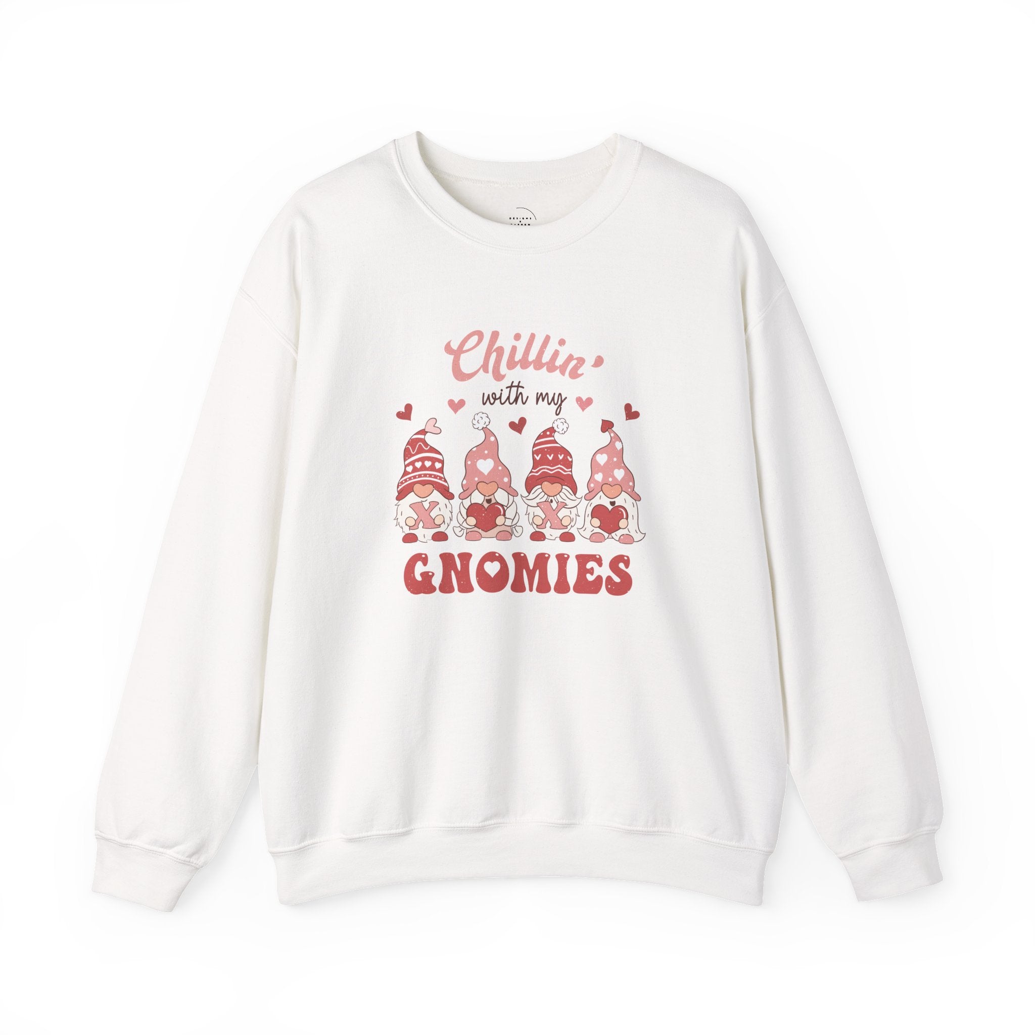 Chillin With My Gnomies Sweatshirt Women’s Valentine’s Day Gnome Crewneck Cute XOXO Heart Pullover Funny Galentine’s Gift