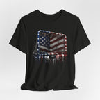 American Flag Hockey T-Shirt, Patriotic Paint Drip Hockey Goal Tee, USA Hockey Shirt for Men and Women, 4th of July Hockey Gift
