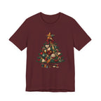 Patchwork Christmas Tree T-Shirt, Vintage Folk Art Quilted Holiday Tee for Quilters, Sewing Lovers & Crafters, Unisex Xmas Shirt