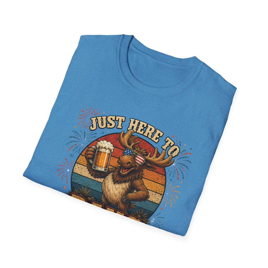 Moose Just Here to Bang Funny 4th of July Shirt