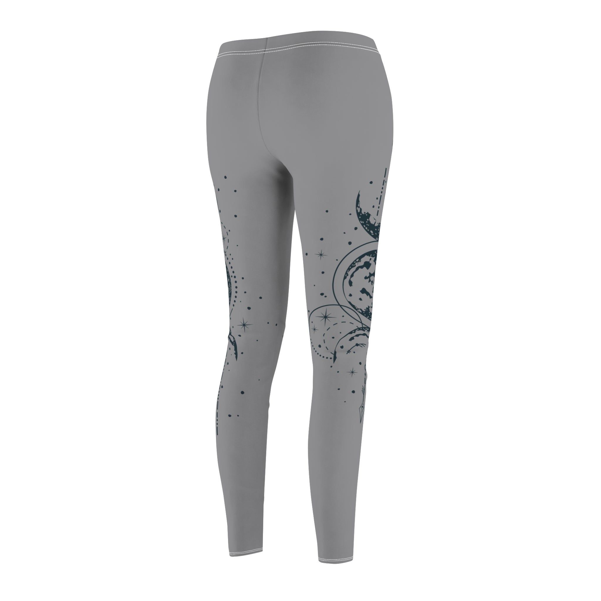 Mystical Moon Phase Leggings – Soft Gray Brushed Suede