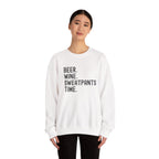 Funny "Beer Wine Sweatpants Time" Crewneck Sweatshirt