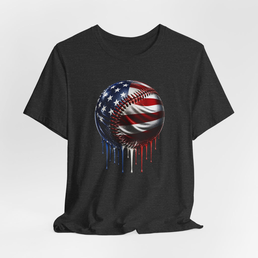 American Flag Baseball T-Shirt, Patriotic Paint Drip Baseball Tee, USA Baseball Shirt for Men and Women, 4th of July Baseball Gift