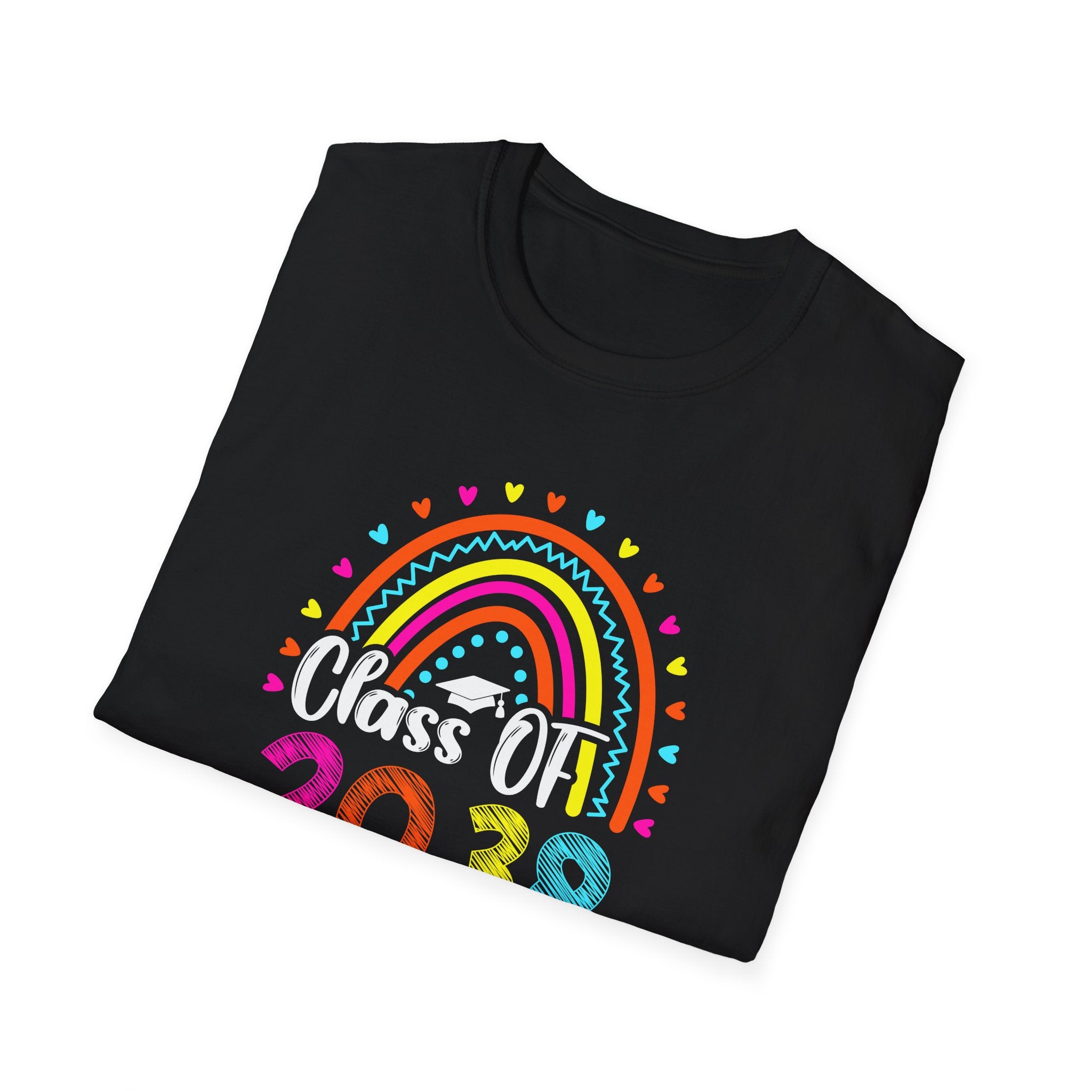 Colorful Class of 2038 T-Shirt, Graduation Celebration Shirt, Rainbow Graduation Tee, Unisex Softstyle Shirt, Back to School