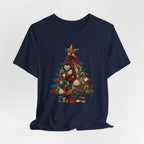 Patchwork Christmas Tree T-Shirt, Vintage Folk Art Quilted Holiday Tee for Quilters, Sewing Lovers & Crafters, Unisex Xmas Shirt