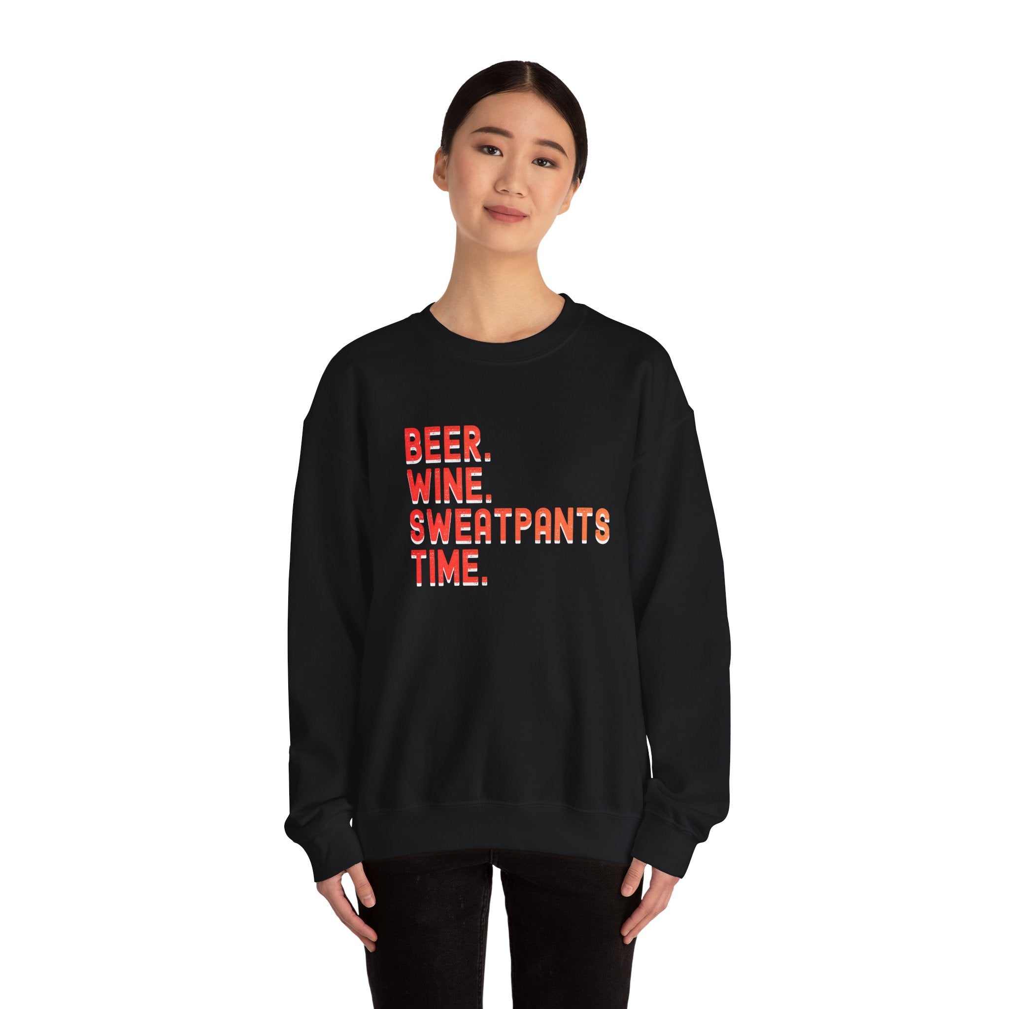 Funny "Beer Wine Sweatpants Time" Crewneck Sweatshirt