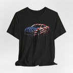 American Flag Race Car T-Shirt, Patriotic Paint Drip Racing Tee, USA Stock Car Shirt for Men and Women, 4th of July Racing Gift