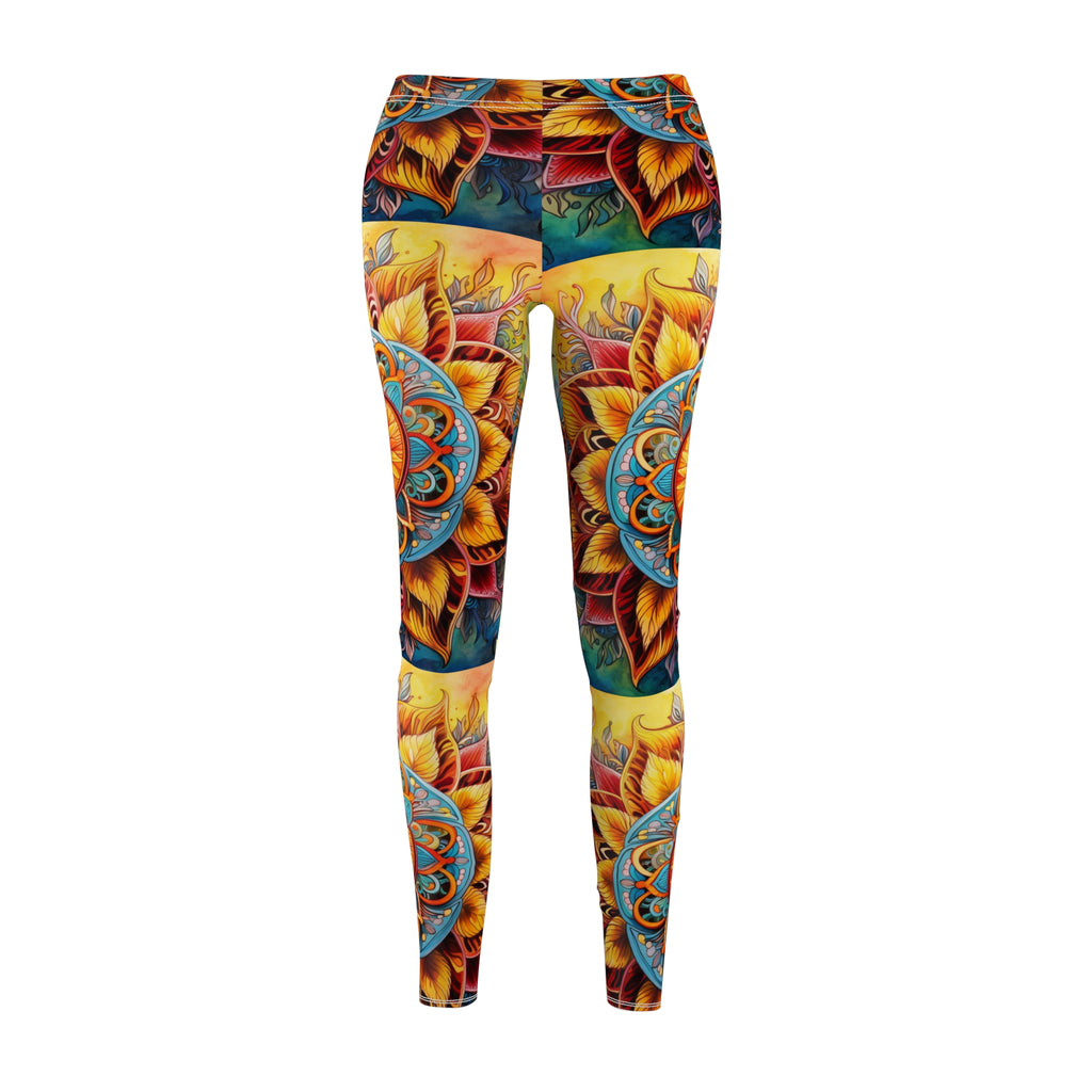 Sunny Boho Mandala Leggings – Soft Brushed Suede
