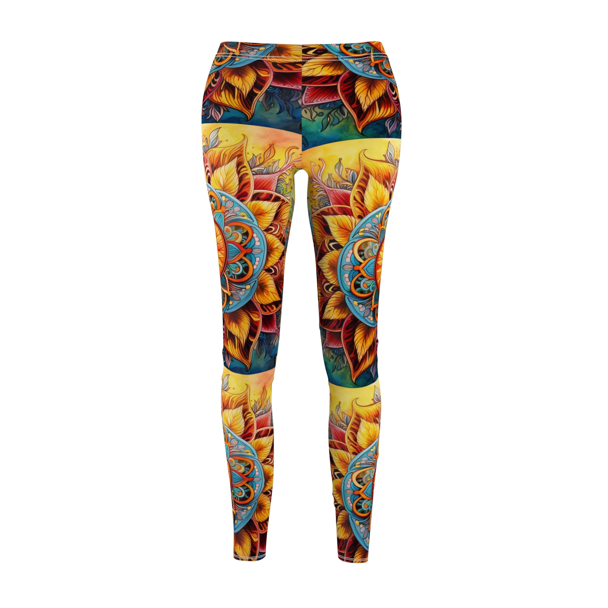 Sunny Boho Mandala Leggings – Soft Brushed Suede