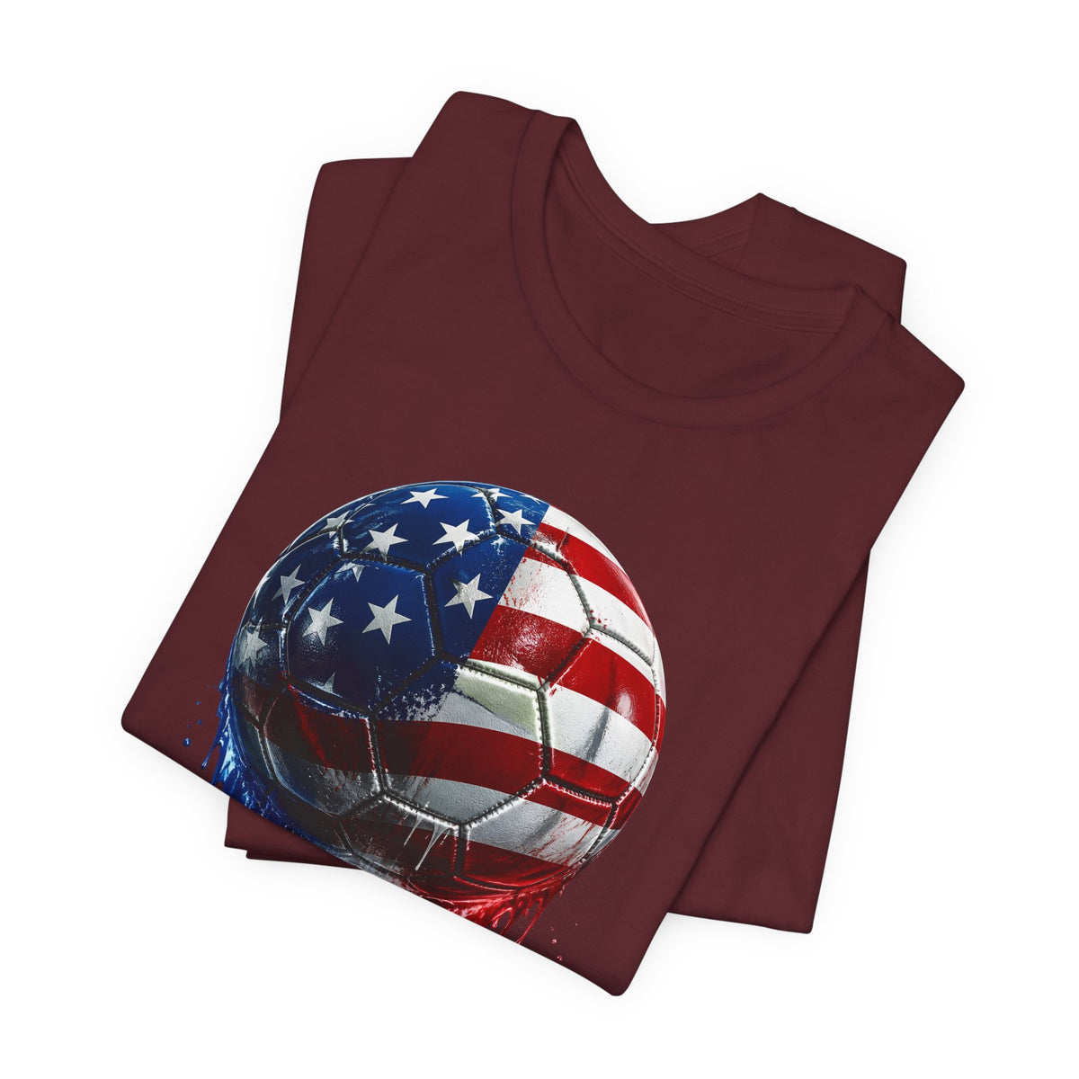 American Flag Soccer Ball T-Shirt, Patriotic Paint Drip Soccer Tee, USA Soccer Shirt for Men and Women, 4th of July Soccer Gift