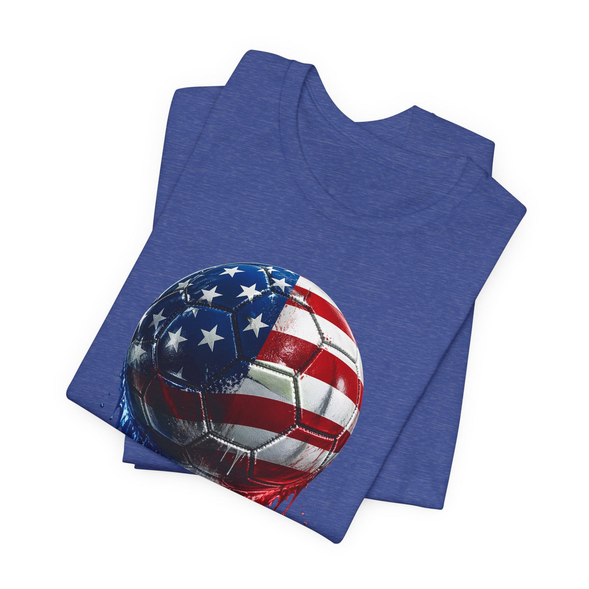American Flag Soccer Ball T-Shirt, Patriotic Paint Drip Soccer Tee, USA Soccer Shirt for Men and Women, 4th of July Soccer Gift