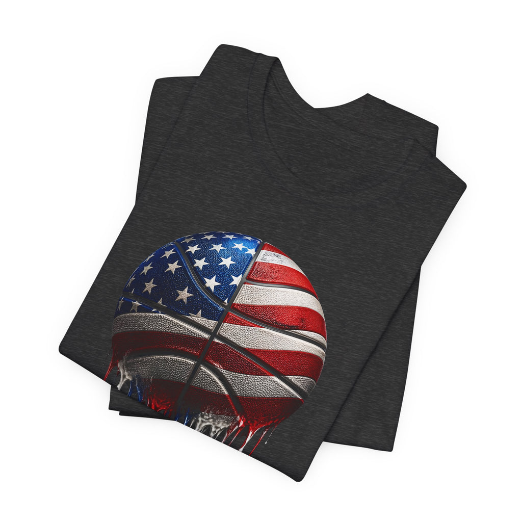 American Flag Basketball T-Shirt, Patriotic Paint Drip Basketball Tee, USA Basketball Shirt for Men and Women, 4th of July Basketball Gift