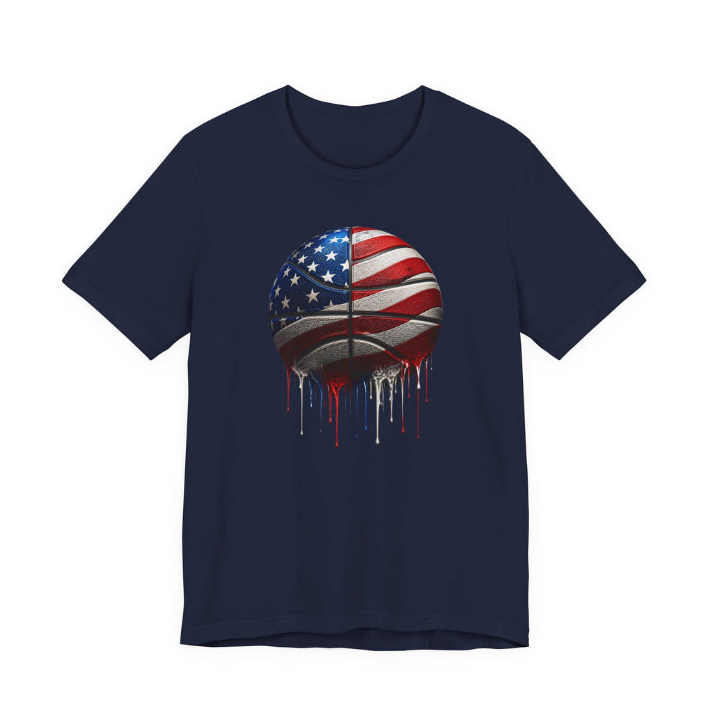 American Flag Basketball T-Shirt, Patriotic Paint Drip Basketball Tee, USA Basketball Shirt for Men and Women, 4th of July Basketball Gift
